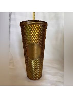 Starbucks Walt Disney World 50th Anniversary Gold 24 Oz Tumbler Geometric New